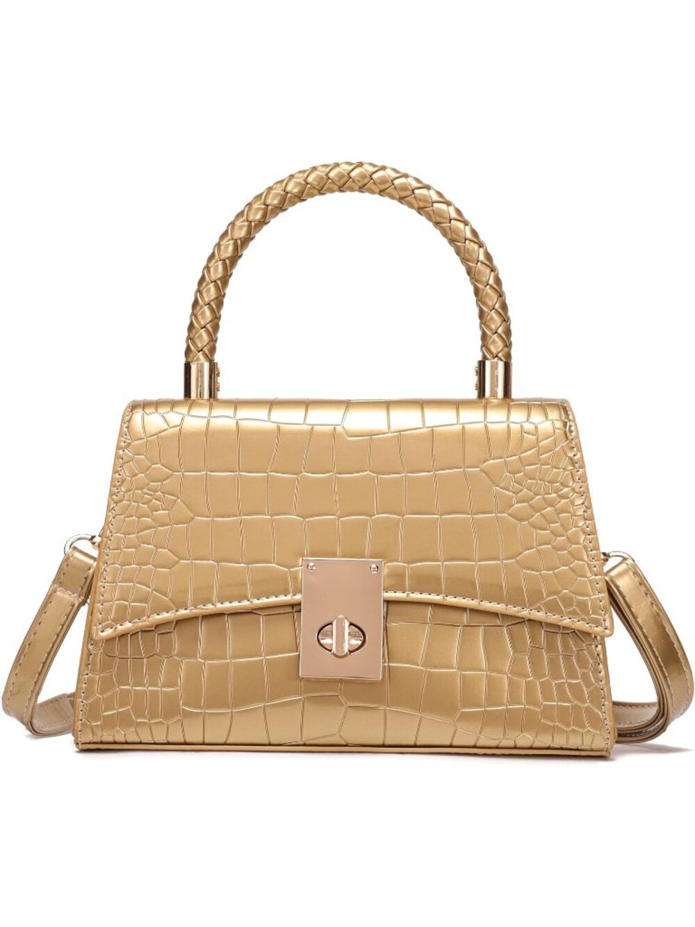Women's Golden Small Crossbody Bag Mini Satchel Cute Shoulder Purse Bag